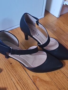 Journee Collection Black Mary Jane Kitten Heels with Ankle Strap